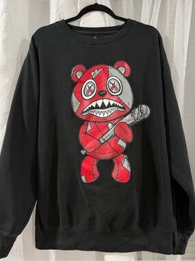 BAWS Black Crewneck Sweatshirt with Red Graphic
